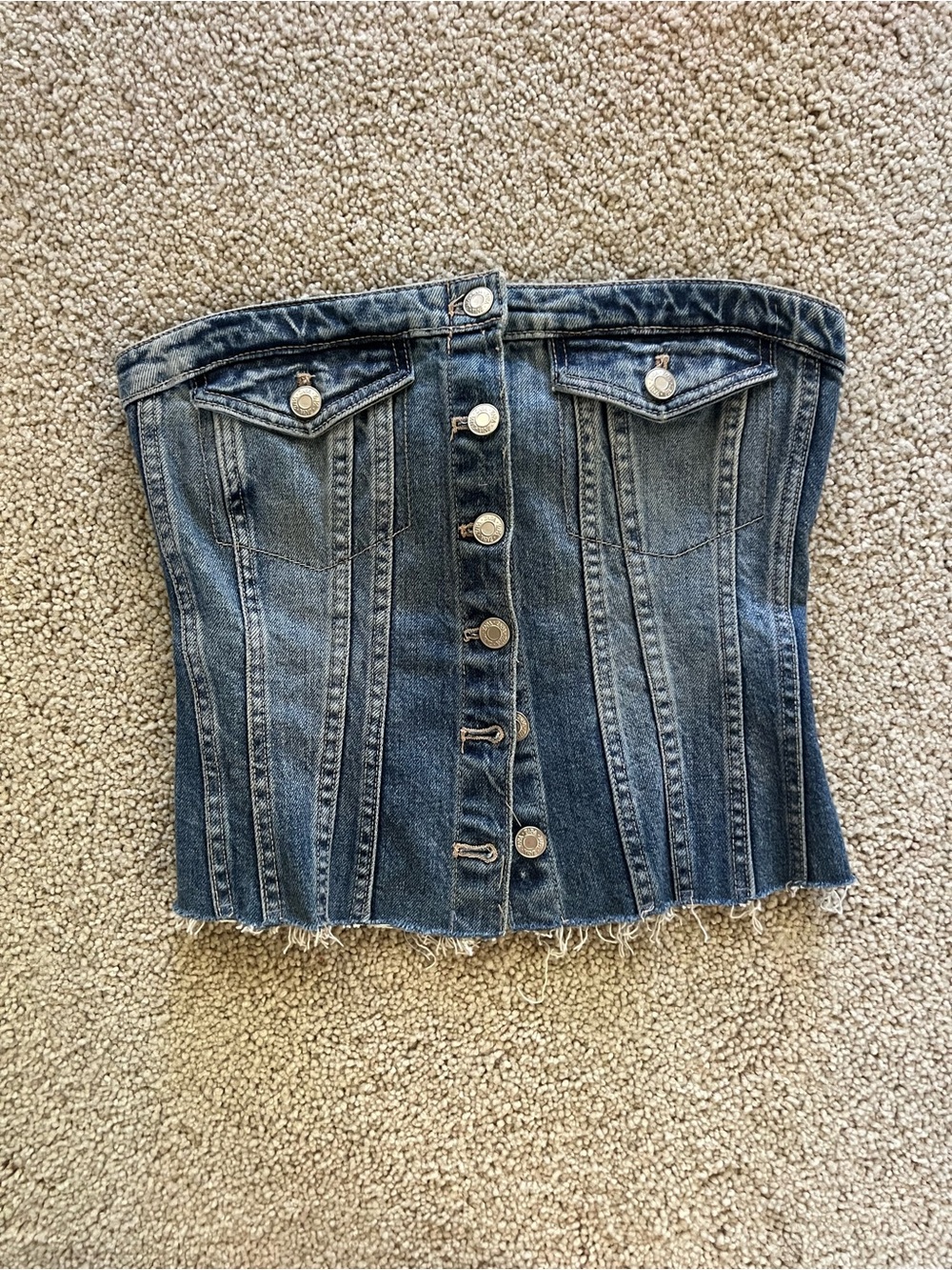 Zara Blue Denim Button Front Corset